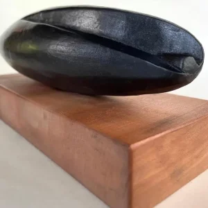 Escultura Semilla Negra con Hendidura – Valentina Jara Bravo